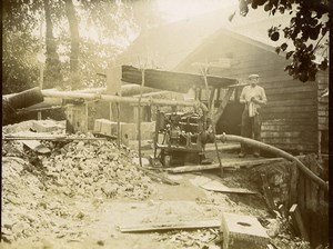 France Worker at the Sawmill Lumber Yard Old Photo 1900