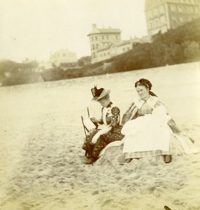 France North Sea 2 Ladies on the Beach Old Photo 1900