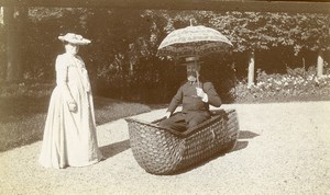 Northern France Sunday fun Big Wicker Chair Old Photo 1900