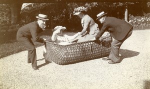 Northern France Sunday fun Big Wicker Chair Old Photo 1900