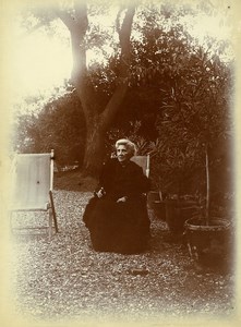 France Older Woman Portrait in Garden Old Photo 1900