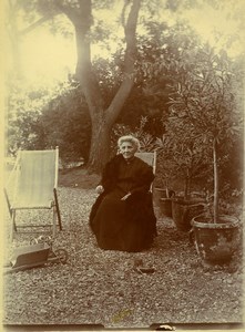 France Older Woman Portrait in Garden Old Photo 1900
