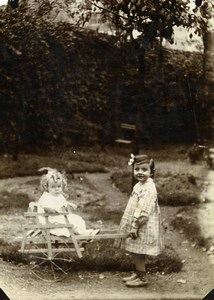 France Roubaix? Children Playing in a Garden Old Photo 1900