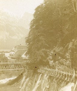 Switzerland or France Alps Mountains Bridge Old Photo 1900