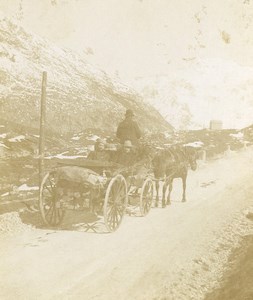 Switzerland or France Alps Mountain Road Horse Cart Old Photo 1900