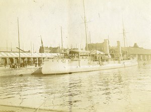 France Calais Harbour Military Ship Marine Old Photo 1900