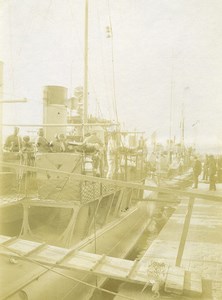 France Calais Harbour Military Ship Sailors Marine Old Photo 1900