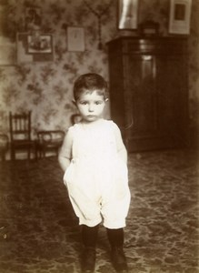 France Calais Childhood Boy House Interior Old Photo 1899