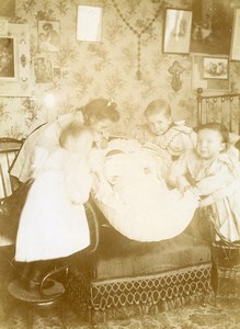 France Calais Childhood Siblings welcoming New Baby Old Photo 1900