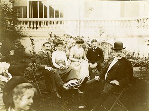France Calais Family Sat in a Garden Old Photo 1900