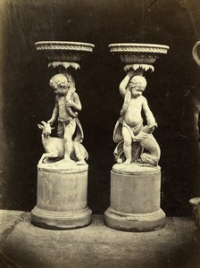 France Sculpture Column Children & Animals Old Photo 1900