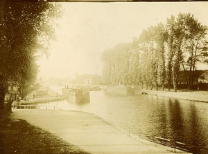 France Paris Canal Boats Old Amateur Photo 1910