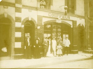 France Le Havre Group Posing by Hair-Dresser Old Amateur Photo 1910