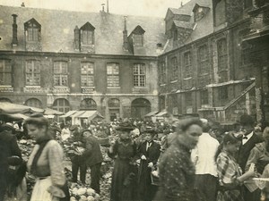 France Rouen Market Scene Place de la Haute-Vieille-Tour Old Amateur Photo 1910