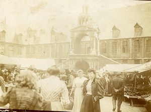 France Rouen Market Scene Place de la Haute-Vieille-Tour Old Amateur Photo 1910