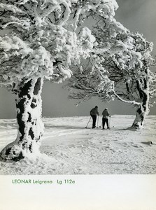 Publicité pour papier Agfa Leonar Leigrano 112a Scene d'Hiver Skieurs Ancienne Photo 1960