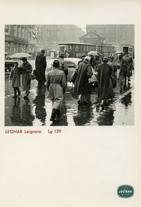 Publicité pour papier Agfa Leonar Leigrano Lg 139 Temps Pluvieux Berlin? Tramway Ancienne Photo 1960