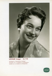 Publicité pour papier Agfa Leonar Imago Im112 Femme Souriante Ancienne Photo 1960