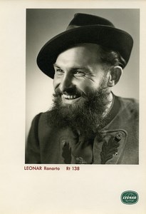 Publicité pour papier Agfa Leonar Ranarto Rt138 Homme Barbu Souriant Ancienne Photo 1960