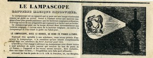 France Publicité pour Lanterne Magique Lampascope vers 1860