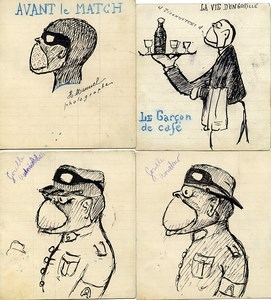 France 4 dessins originaux de Henri Manuel Photographe parisien 1930