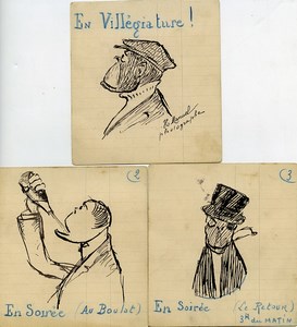 France 3 dessins originaux de Henri Manuel Photographe parisien 1930