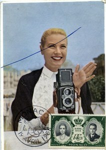 Monaco Princesse Grace Kelly Photographe Rolleiflex Ancienne Carte Postale 1956