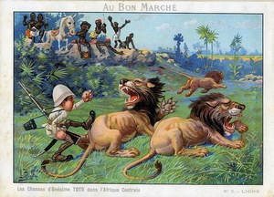 Les Chasses de Toto Photographe en Afrique Lions Chromo Bon Marché 1900