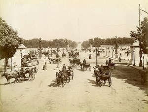 France Paris Busy Concorde Place Horse Cars Omnibus old Photo 1880