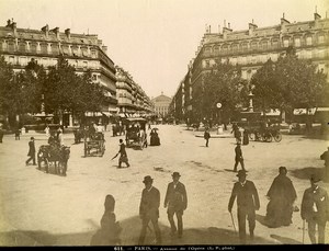 France Paris Busy Opera Avenue Horse drawn Cars old Photo LP Pamard 1880