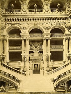 France Paris Opera Grand Staircase Palais Garnier old Photo LP Pamard 1880