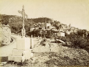 France Roquebrune route de la Corniche Road old Photo 1880