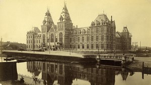 Netherlands Amsterdam Centraal Railway Station Canal old photo 1880