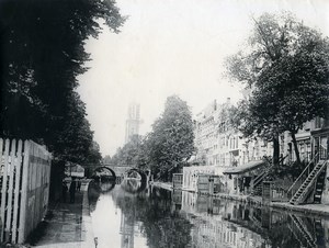Netherlands Utrecht Canal Street Bridge old Photo 1900