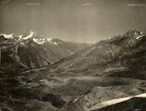Switzerland Alps Mountains Weisshorn Bietschhorn Mischabelhörner old Photo 1890