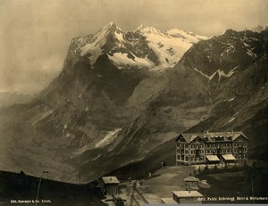 Switzerland Kleine Scheidegg Hotel Bellevue Wetterhorn old Photo Schroeder 1890