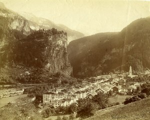 Switzerland Thusis panorama Mountain old Photo Braun 1880