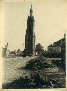 Belgium WWII Tournai Belfry Destruction Doornik old Photo 1945