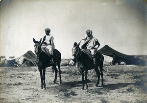 Tunisia Kairouan area Horse riders Tents Camp old Photo 1900