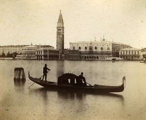 Italy Venice Venezia canal gondolier old Photo Paolo Salviati 1880