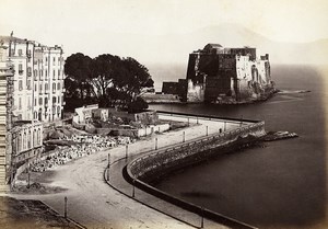 Italy Naples Napoli Castle Castel dell'Ovo old Photo Giorgio Sommer 1870