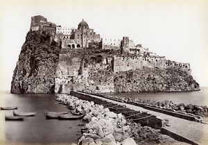 Italy Naples Napoli Ischia Castello Aragonese old Photo Giorgio Sommer 1870