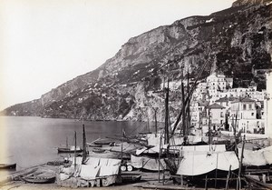 Italy Amalfi Beach Sailboats old Photo Giorgio Sommer 1870