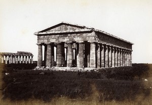 Italy Naples Pesto Paestum Temple of Neptune old Photo Giorgio Sommer 1870