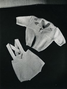 France Paris Child Fashion Dress Megeve Knitwear old Photo 1939