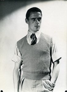 France Paris Man Fashion Sleeveless Jumper Knitwear 3 Suisses old Photo 1939