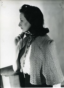 France Paris Woman Fashion Megeve Cardigan Shawl Knitwear old Photo 1939