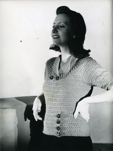 France Paris Woman Fashion Megeve Knitwear Top old Photo 1939