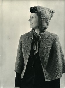 France Paris Woman Fashion Hooded Shawl Knitwear 3 Suisses old Photo 1939