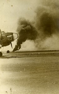 WWII Aviation Bomber Aircraft in Desert? Smoke old Photo 1944